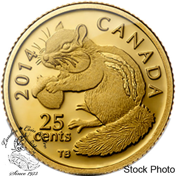 Canada: 2014 25 Cent Chipmunk 0.5 gram Pure Gold Coin