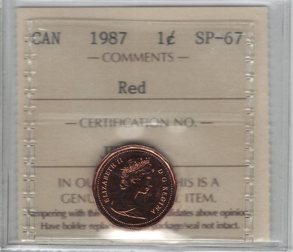 Canada: 1987 1 Cent ICCS SP67 Red