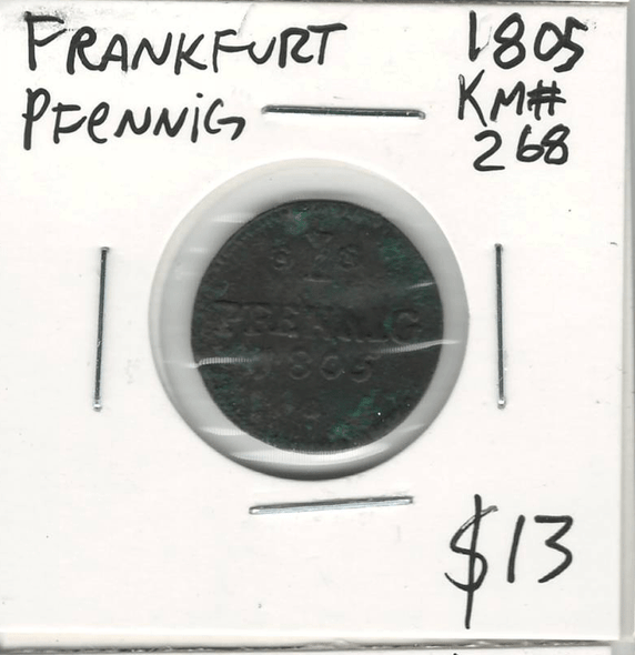 German States: Frankfurt: 1805 Pfennig