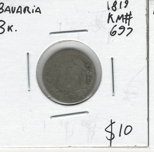 German States: Bavaria: 1819 3 Kreuzer German States: Bavaria: 1819 3 Kreuzer