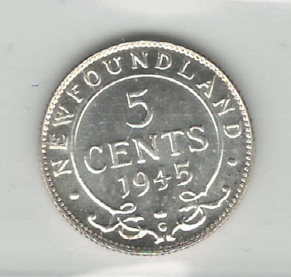 Canada: Newfoundland: 1945C 5 Cent ICCS MS64