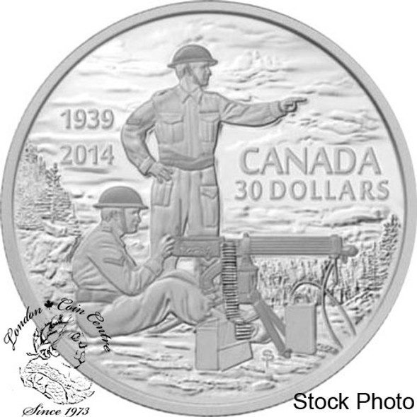 Canada: 2014 $30 75th Anniversary of the Declaration of the Second World War Silver Coin