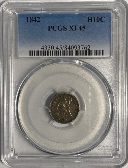 United States: 1842 5 Cent Silver PCGS XF45
