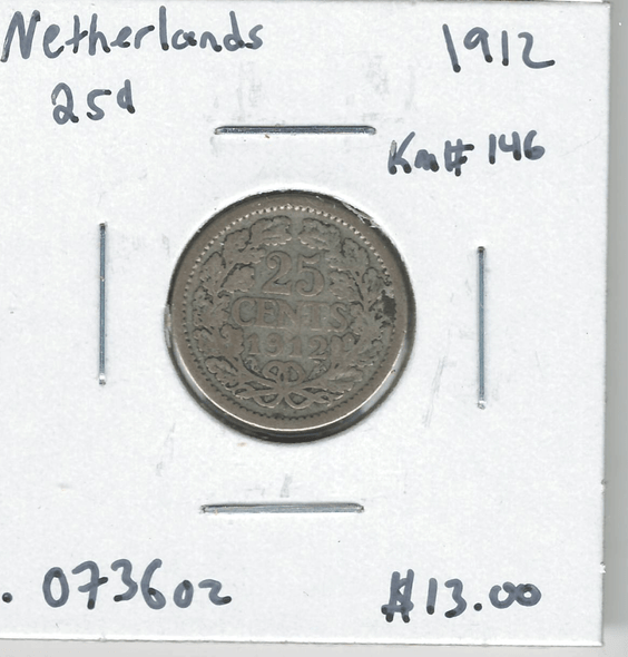 Netherlands: 1912 25 Cent