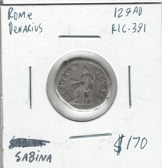 Roman: 129AD Denarius Sabina