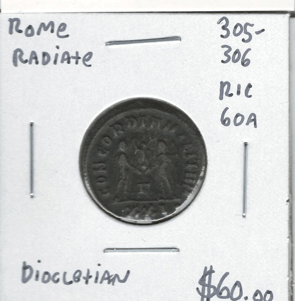 Roman: 305 - 306 AD Radiate Diocletian