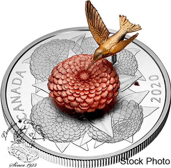 Canada: 2020 $50 The Hummingbird And The Bloom 5 oz Pure Silver Coin