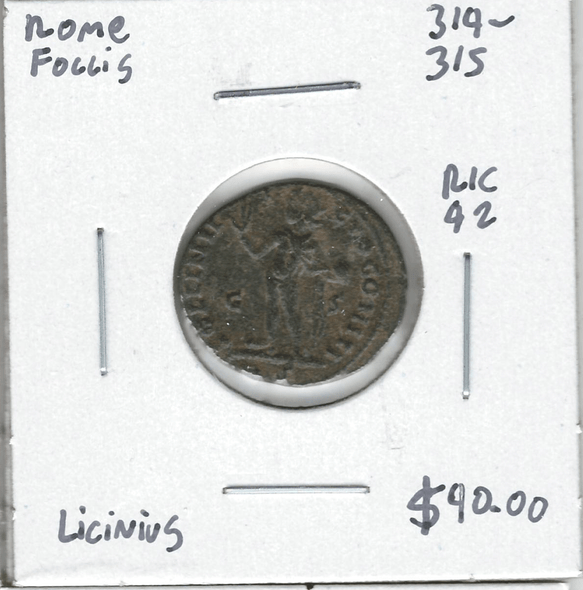 Roman: 314 - 315 AD Follis Licinius