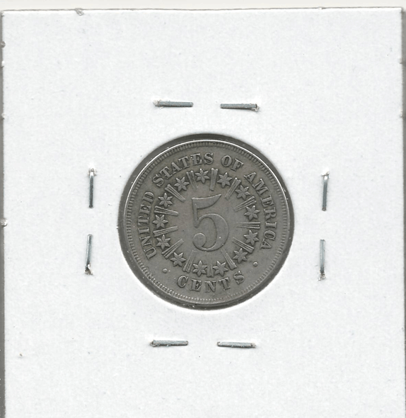 United States: 1866 5 Cent Die Crack Through "1" EF with Rays United States: 1866 5 Cent Die Crack Through "1" EF with Rays