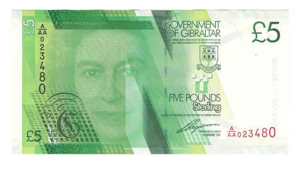Gibraltar: 2011 5 Pounds Banknote P. 35 Gibraltar: 2011 5 Pounds Banknote P. 35