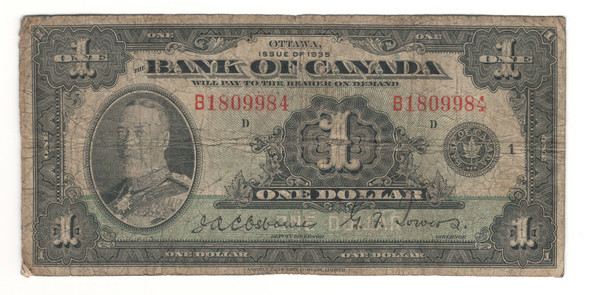 Canada: 1935 $1 Banknote - Bank of Canada English BC-1B Lot#19