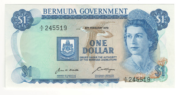 Bermuda: 1970 $1 Banknote P. 23 Bermuda: 1970 $1 Banknote P. 23