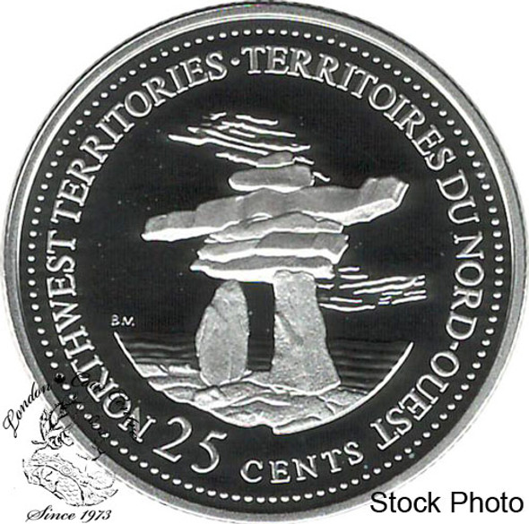 Canada: 1992 25 Cent Northwest Territories Proof Sterling Silver Coin in 2x2
