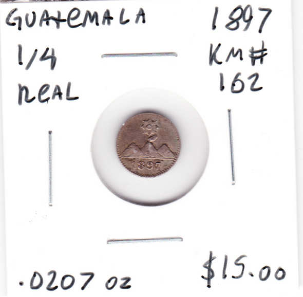 Guatemala: 1897 Silver 1/4 Real