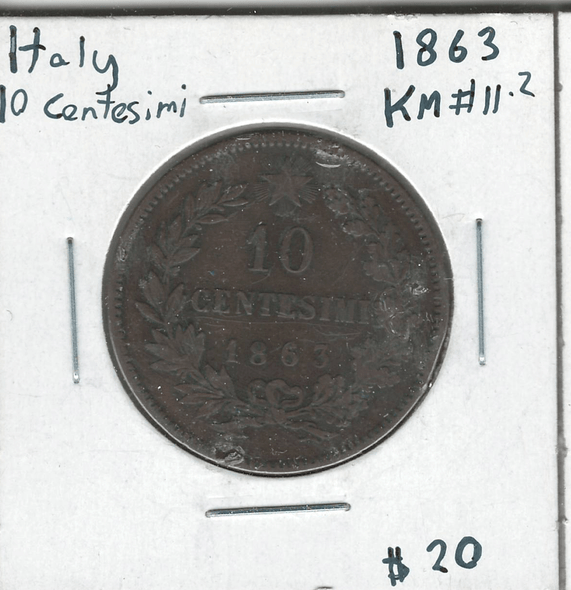 Italy: 1863 10 Centesimi