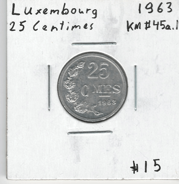 Luxembourg: 1963 25 Centimes Luxembourg: 1963 25 Centimes