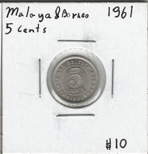 Malaya & British Borneo: 1961 5 Cents Lot#2