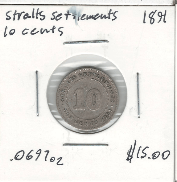 Straits Settlements: 1891 10 Cents Straits Settlements: 1891 10 Cents