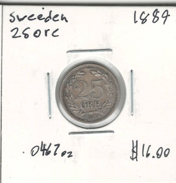 Sweden: 1889 25 Ore