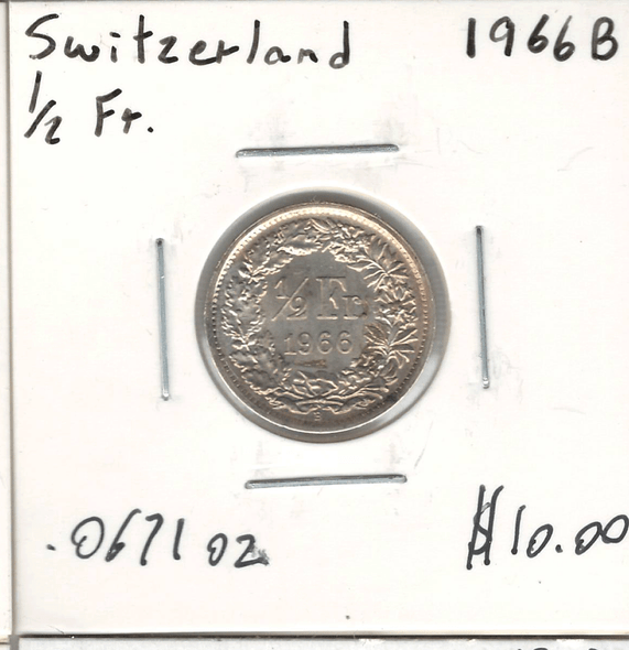 Switzerland: 1966B 1/2 Franken