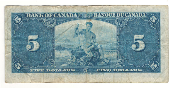 Canada: 1937 $5 Bank Of Canada  Banknote  BC-23c