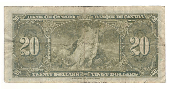 Canada: 1937 $20 Bank Of Canada Banknote BC-25b Lot#45