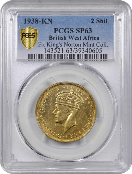 British West Africa: 1938-KN 2 Shillings PCGS SP63 King's Norton Mint Collection