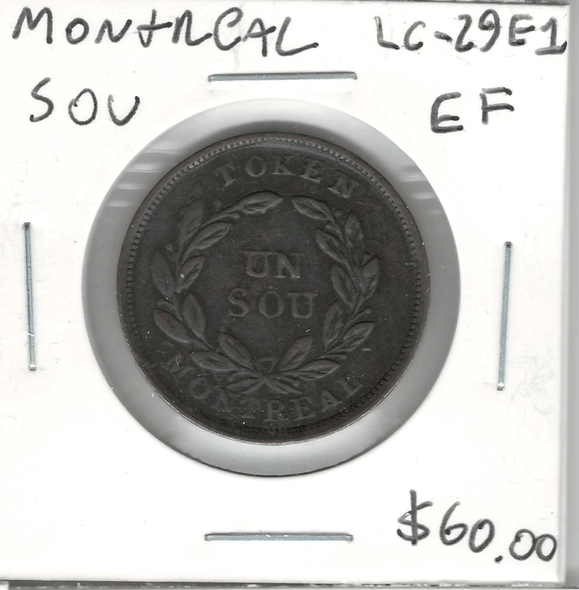 Lower Canada: Montreal: Un Sou Bouquet EF LC-29E1 Lower Canada: Montreal: Un Sou Bouquet EF LC-29E1