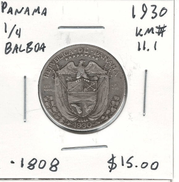 Panama: 1930 1/4 Balboa Lot#3