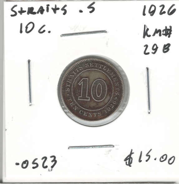 Straits Settlements: 1926 10 Cents