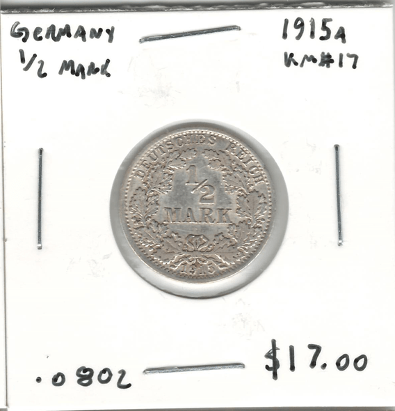 Germany: 1915A 1/2 Mark
