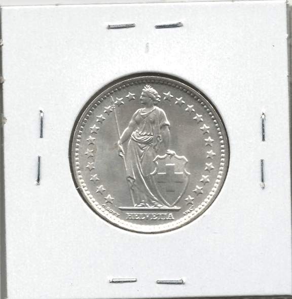 Switzerland: 1965 2 Francs Lot#8 Switzerland: 1965 2 Francs Lot#8