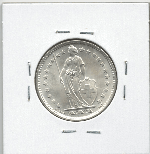 Switzerland: 1965 2 Francs Lot#9 Switzerland: 1965 2 Francs Lot#9