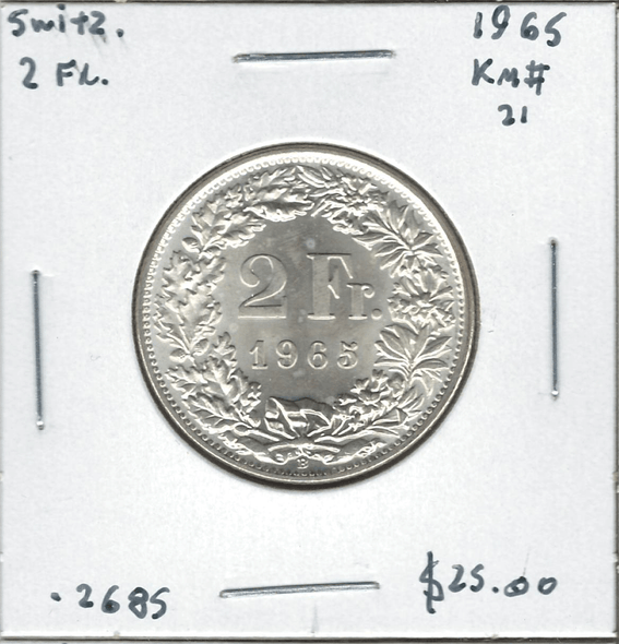 Switzerland: 1965 2 Francs Lot#18