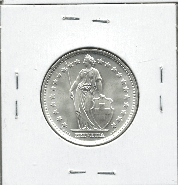 Switzerland: 1965 2 Francs Lot#23 Switzerland: 1965 2 Francs Lot#23
