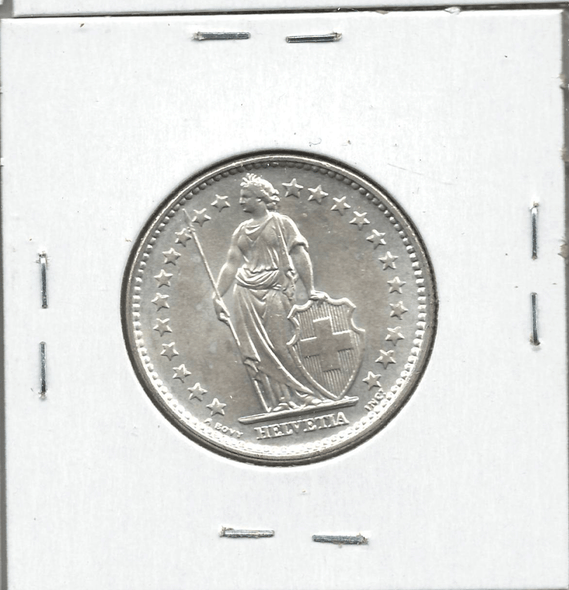 Switzerland: 1965 2 Francs Lot#24 Switzerland: 1965 2 Francs Lot#24