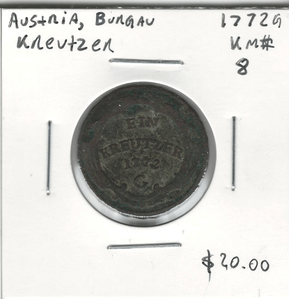 Austria: Burgau: 1772G Kreutzer Lot#2 Austria: Burgau: 1772G Kreutzer Lot#2