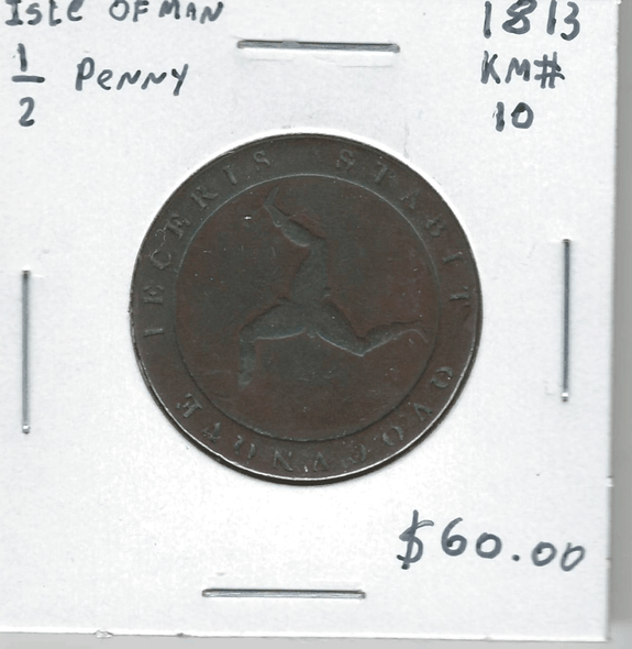Isle of Man: 1813 1/2 Penny Isle of Man: 1813 1/2 Penny