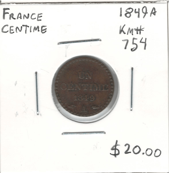 France: 1949A Centime