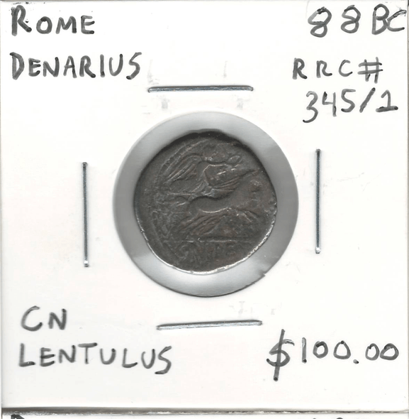 Rome: 88 BC Denarius CN Lentulus