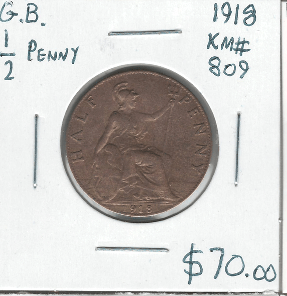 Great Britain: 1918 1/2 Penny Lot#2