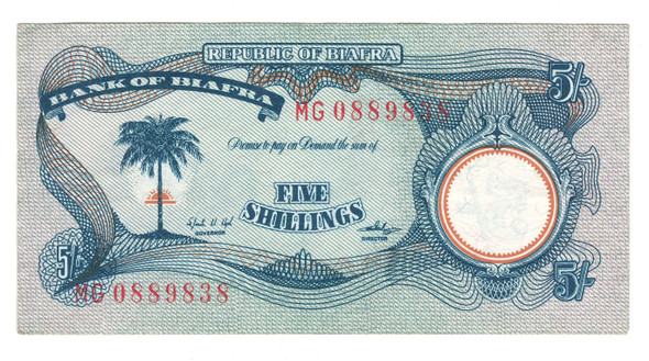 Biafra: 1968 5 Shillings Banknote