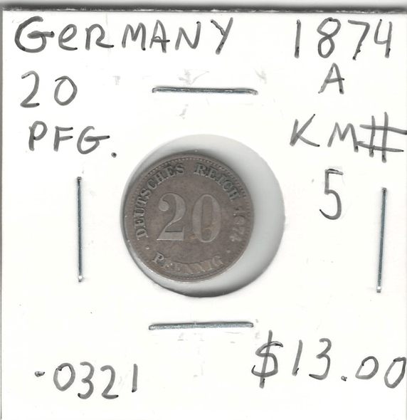 Germany: 1874 Silver 20 Pfennig