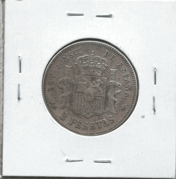 Spain: 1884 Silver 2 Pesetas
