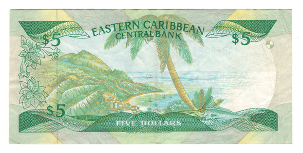 East Caribbean: 1986 - 1988 5 Dollars Banknote