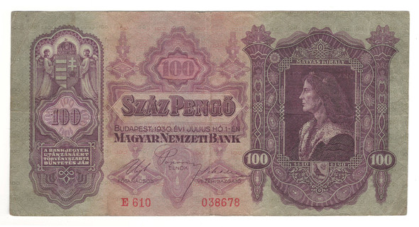 Hungary: 1930 100 Pengo Banknote Lot#2