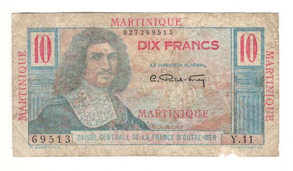 Martinique: 1947 - 1949 10 Francs Banknote Lot#2