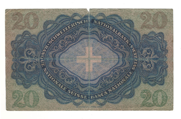 Switzerland: 1947 20 Francs Banknote Switzerland: 1947 20 Francs Banknote