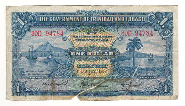 Trinidad & Tobago: 1948 Dollar Banknote Trinidad & Tobago: 1948 Dollar Banknote