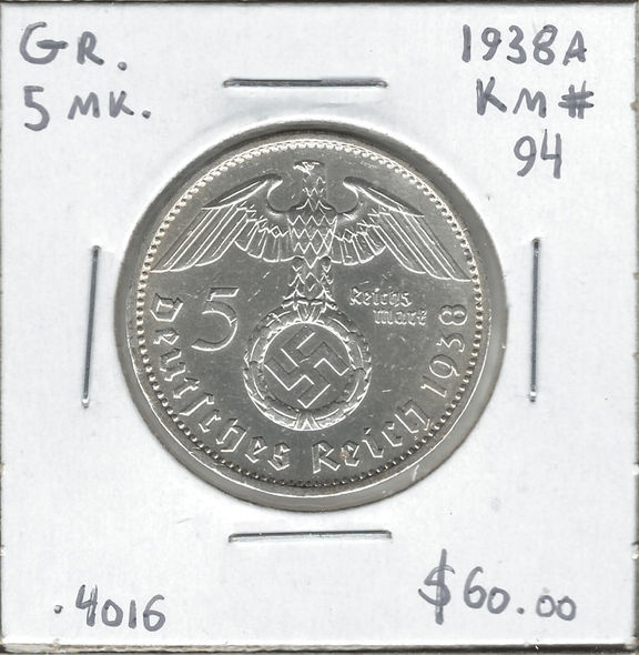 Germany: 1938A 5 Marks